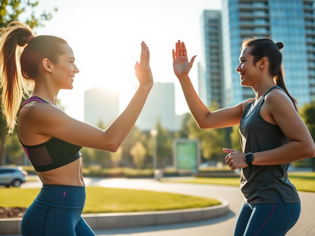 Dos deportistas chocando la mano después de entrenar